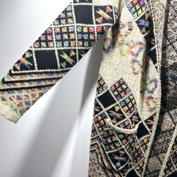 Kamana Women's Cardigan Sweater L Colorful Hooded Southwest Long Sleeve Coatagen - Picture 3 of 12